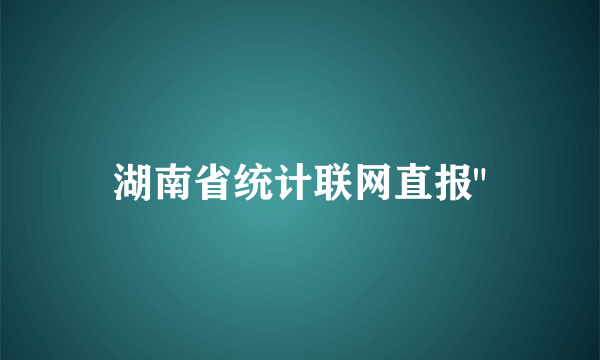 湖南省统计联网直报