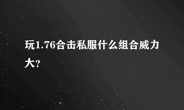 玩1.76合击私服什么组合威力大？