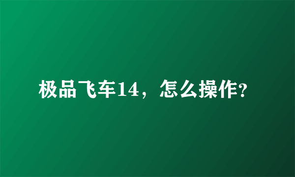 极品飞车14，怎么操作？