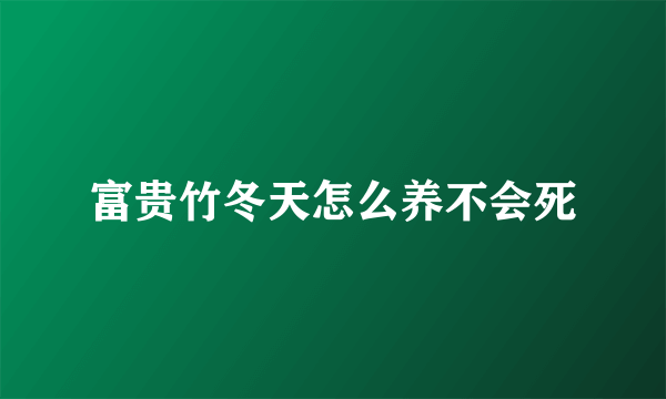 富贵竹冬天怎么养不会死