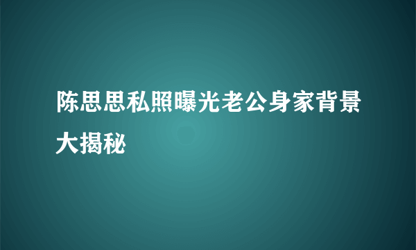 陈思思私照曝光老公身家背景大揭秘