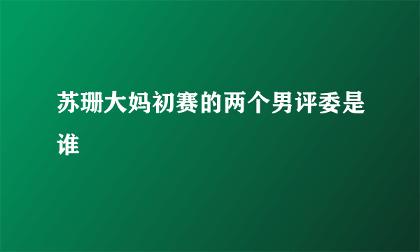 苏珊大妈初赛的两个男评委是谁