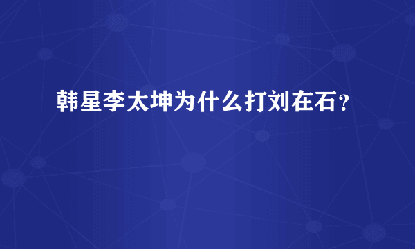 韩星李太坤为什么打刘在石？