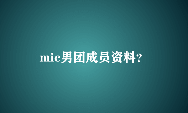 mic男团成员资料？