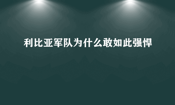 利比亚军队为什么敢如此强悍