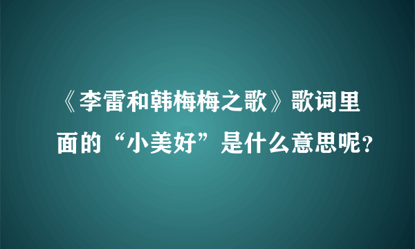 《李雷和韩梅梅之歌》歌词里面的“小美好”是什么意思呢？