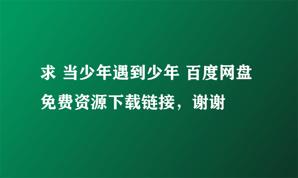 求 当少年遇到少年 百度网盘免费资源下载链接，谢谢