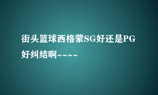 街头篮球西格蒙SG好还是PG好纠结啊~~~~