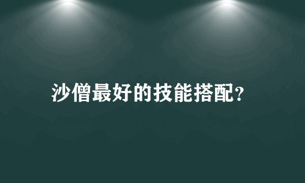 沙僧最好的技能搭配？