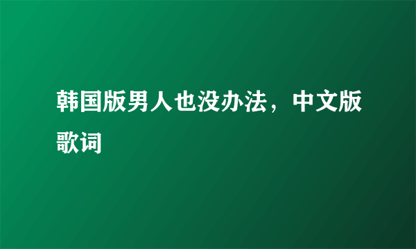 韩国版男人也没办法，中文版歌词