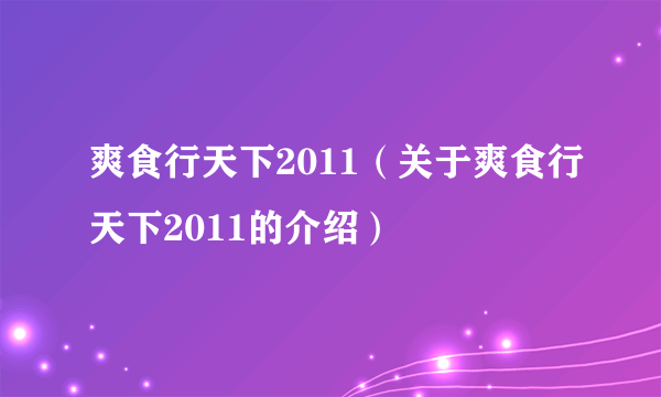 爽食行天下2011（关于爽食行天下2011的介绍）