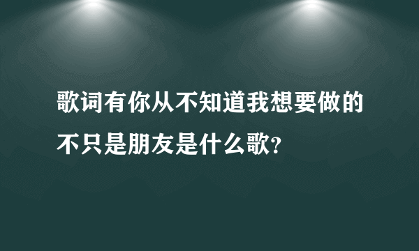 歌词有你从不知道我想要做的不只是朋友是什么歌？