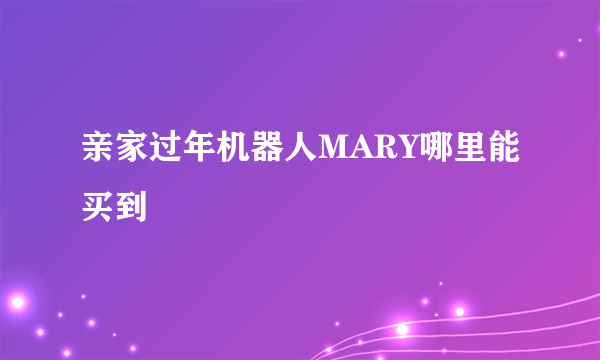 亲家过年机器人MARY哪里能买到