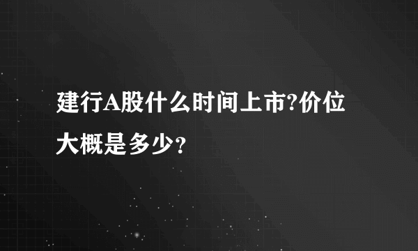 建行A股什么时间上市?价位大概是多少？