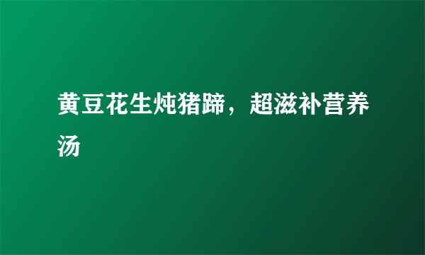 黄豆花生炖猪蹄，超滋补营养汤