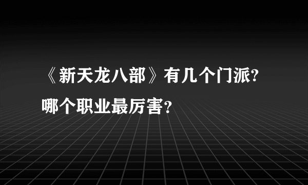 《新天龙八部》有几个门派?哪个职业最厉害？