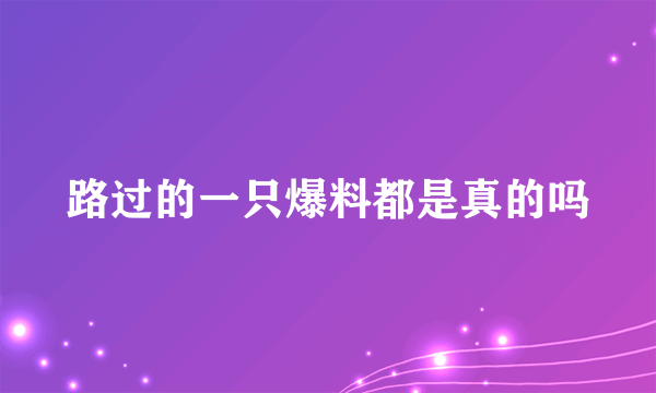 路过的一只爆料都是真的吗