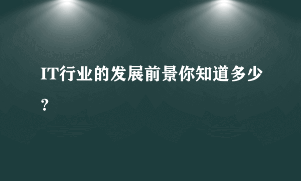 IT行业的发展前景你知道多少？