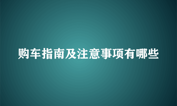 购车指南及注意事项有哪些