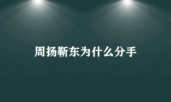 周扬靳东为什么分手