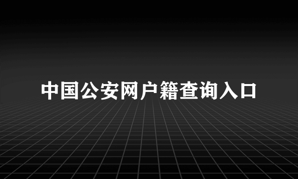 中国公安网户籍查询入口