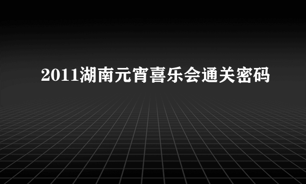 2011湖南元宵喜乐会通关密码