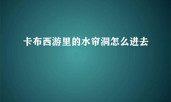 卡布西游里的水帘洞怎么进去