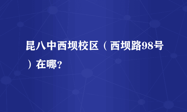 昆八中西坝校区（西坝路98号）在哪？