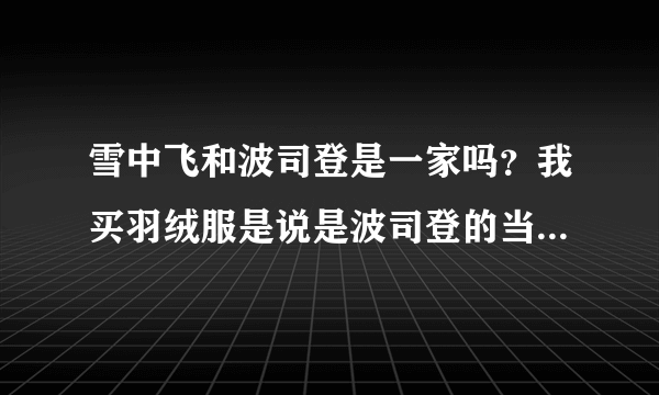 雪中飞和波司登是一家吗？我买羽绒服是说是波司登的当时也没注意看，买回家一看里面写的是雪中飞。