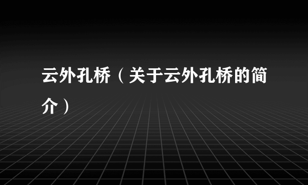 云外孔桥（关于云外孔桥的简介）