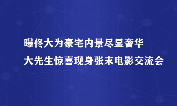 曝佟大为豪宅内景尽显奢华 大先生惊喜现身张末电影交流会