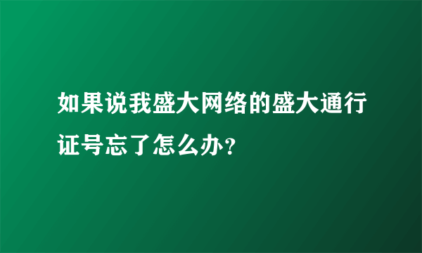 如果说我盛大网络的盛大通行证号忘了怎么办？