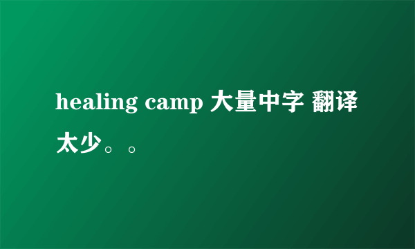 healing camp 大量中字 翻译太少。。