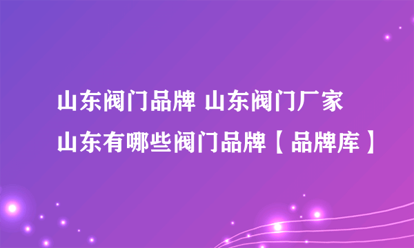 山东阀门品牌 山东阀门厂家 山东有哪些阀门品牌【品牌库】