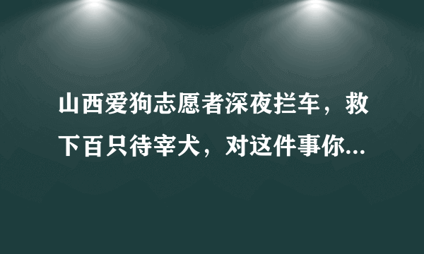 山西爱狗志愿者深夜拦车，救下百只待宰犬，对这件事你怎么看？