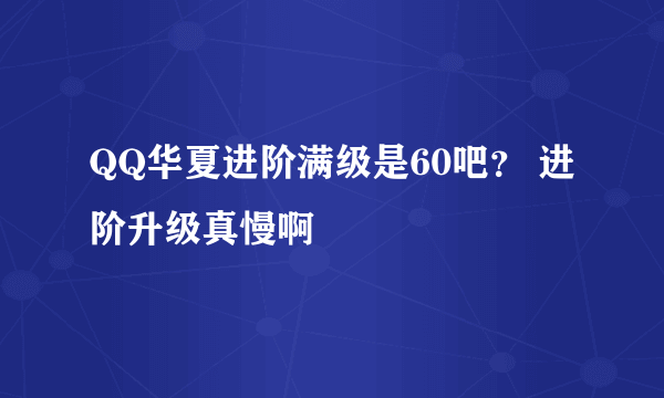 QQ华夏进阶满级是60吧？ 进阶升级真慢啊