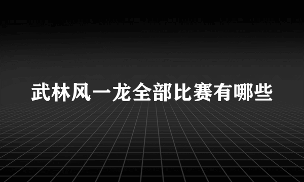 武林风一龙全部比赛有哪些