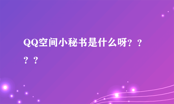 QQ空间小秘书是什么呀？？？？