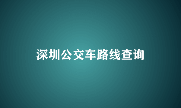 深圳公交车路线查询