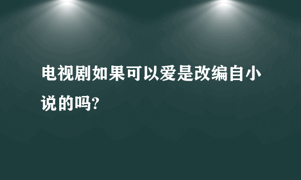 电视剧如果可以爱是改编自小说的吗?