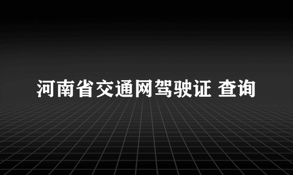 河南省交通网驾驶证 查询