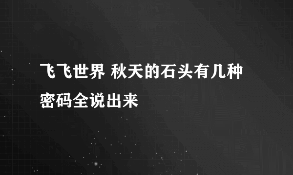 飞飞世界 秋天的石头有几种密码全说出来