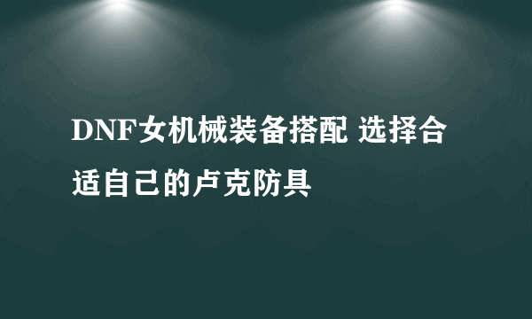 DNF女机械装备搭配 选择合适自己的卢克防具