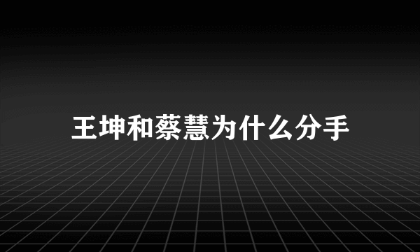 王坤和蔡慧为什么分手