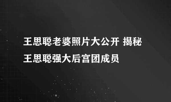 王思聪老婆照片大公开 揭秘王思聪强大后宫团成员