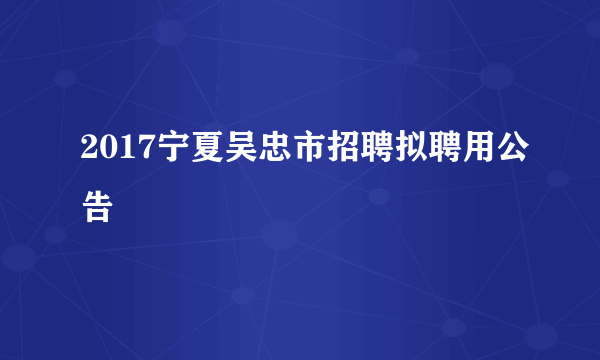 2017宁夏吴忠市招聘拟聘用公告