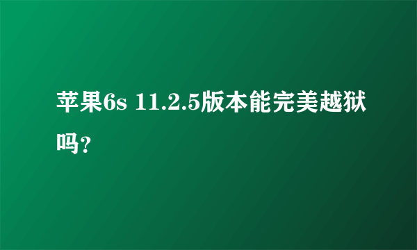 苹果6s 11.2.5版本能完美越狱吗？