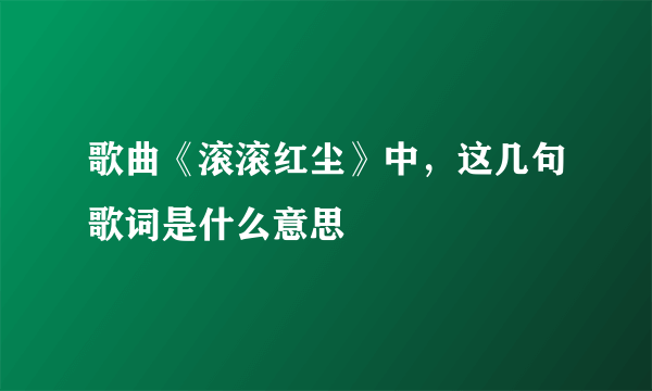 歌曲《滚滚红尘》中，这几句歌词是什么意思