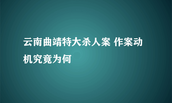 云南曲靖特大杀人案 作案动机究竟为何