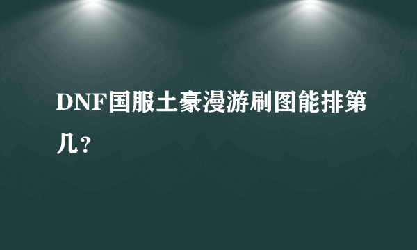 DNF国服土豪漫游刷图能排第几？